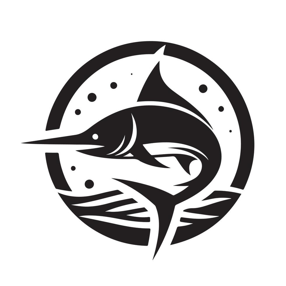 Nautical Swordfish Silhouette Illustrations for Invitations and Stationery vector