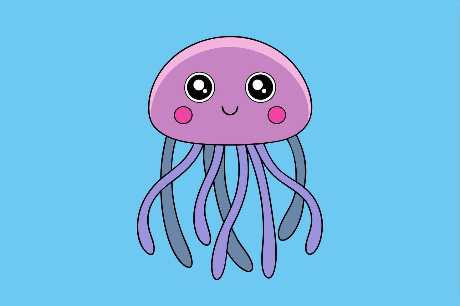Adorable Jellyfish For Web And Print. Premium Jellyfish Illustration For All Creative Projects. vector