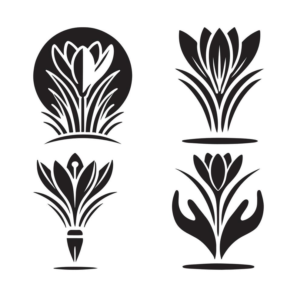 Crocus Silhouette Illustrations for Eco-Conscious and Seasonal Graphics vector