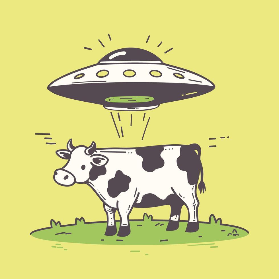 UFO Abducting a Cow Illustration vector