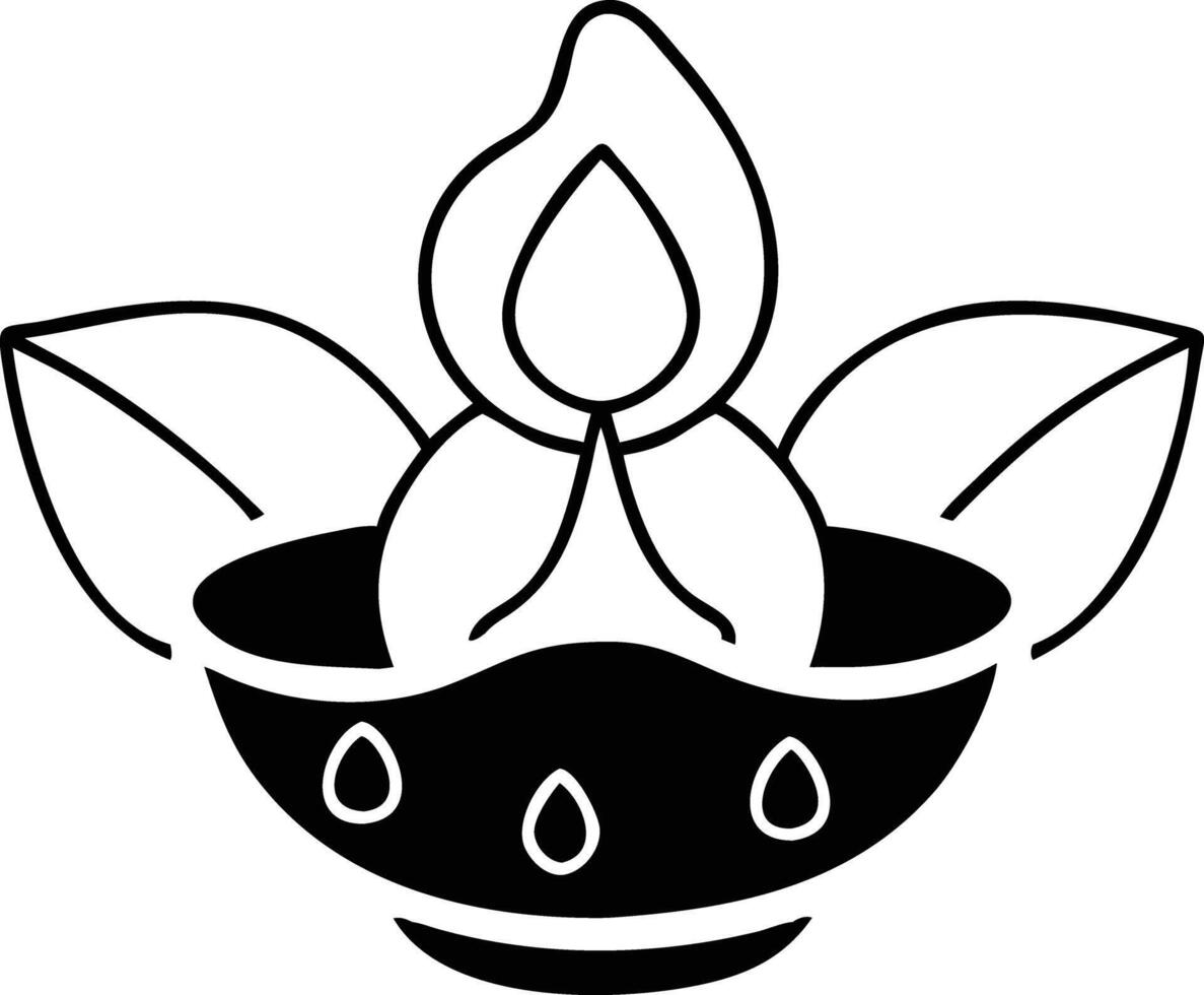 A black and white drawing of a candle in a bowl vector