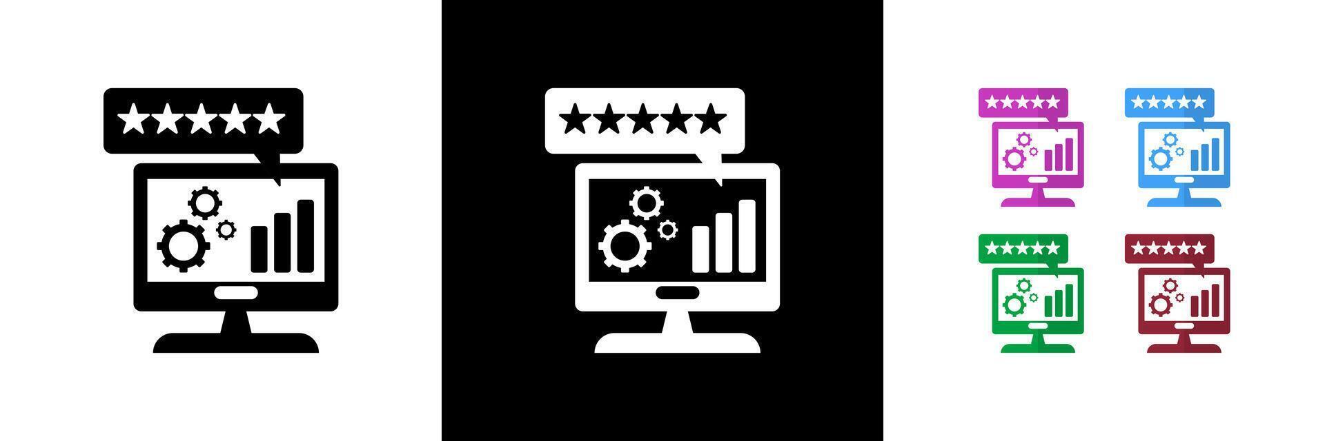 Web Review Management Icons. Black, White and Colorful vector