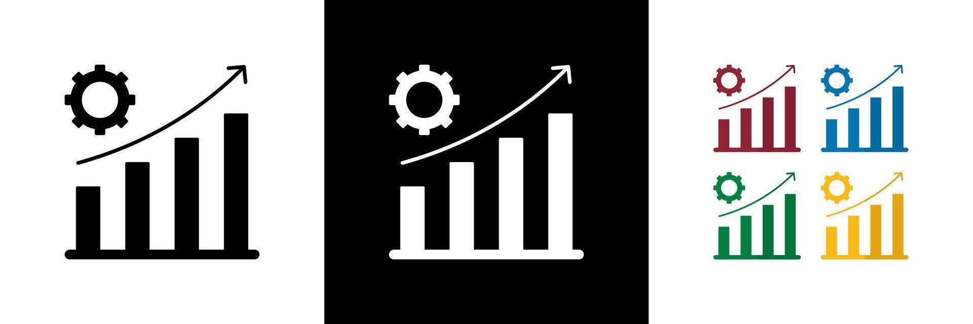 Data Driven Icons. Black, White and Colorful vector