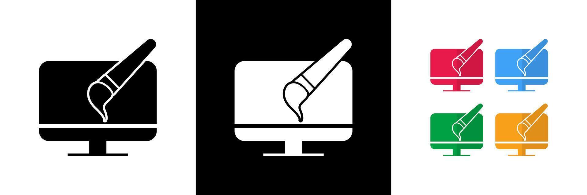 Design and Development Icons. Black, White and Colorful vector