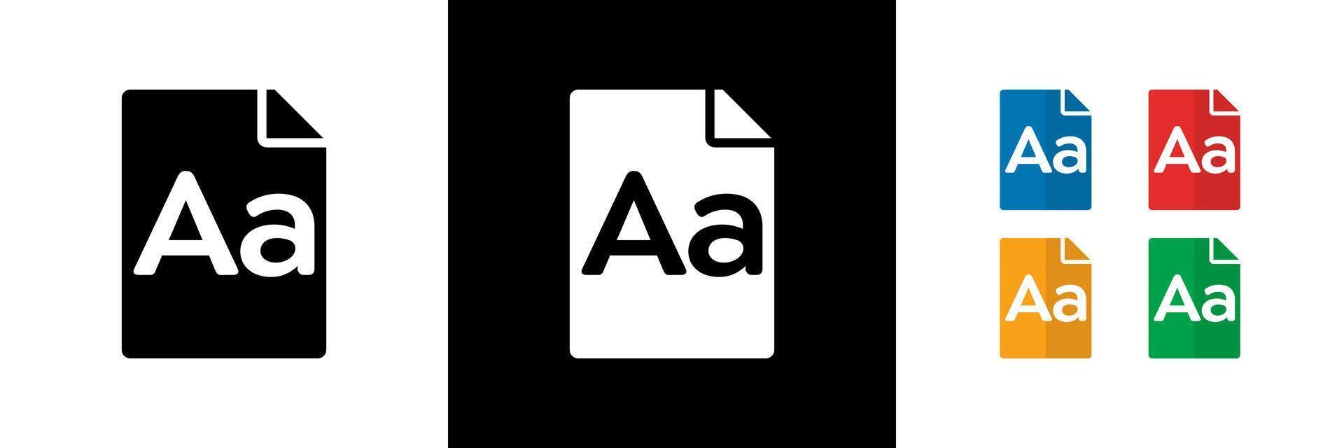 Font File Icons. Black, White and Colorful vector