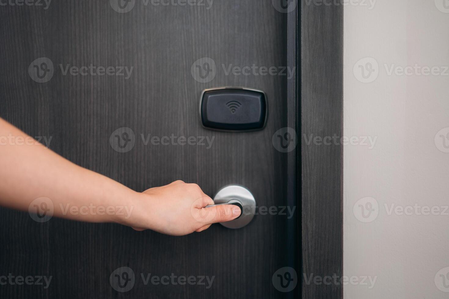 Modern key card system for hotels. Ensure safety with advanced smart card technology for door locks. photo