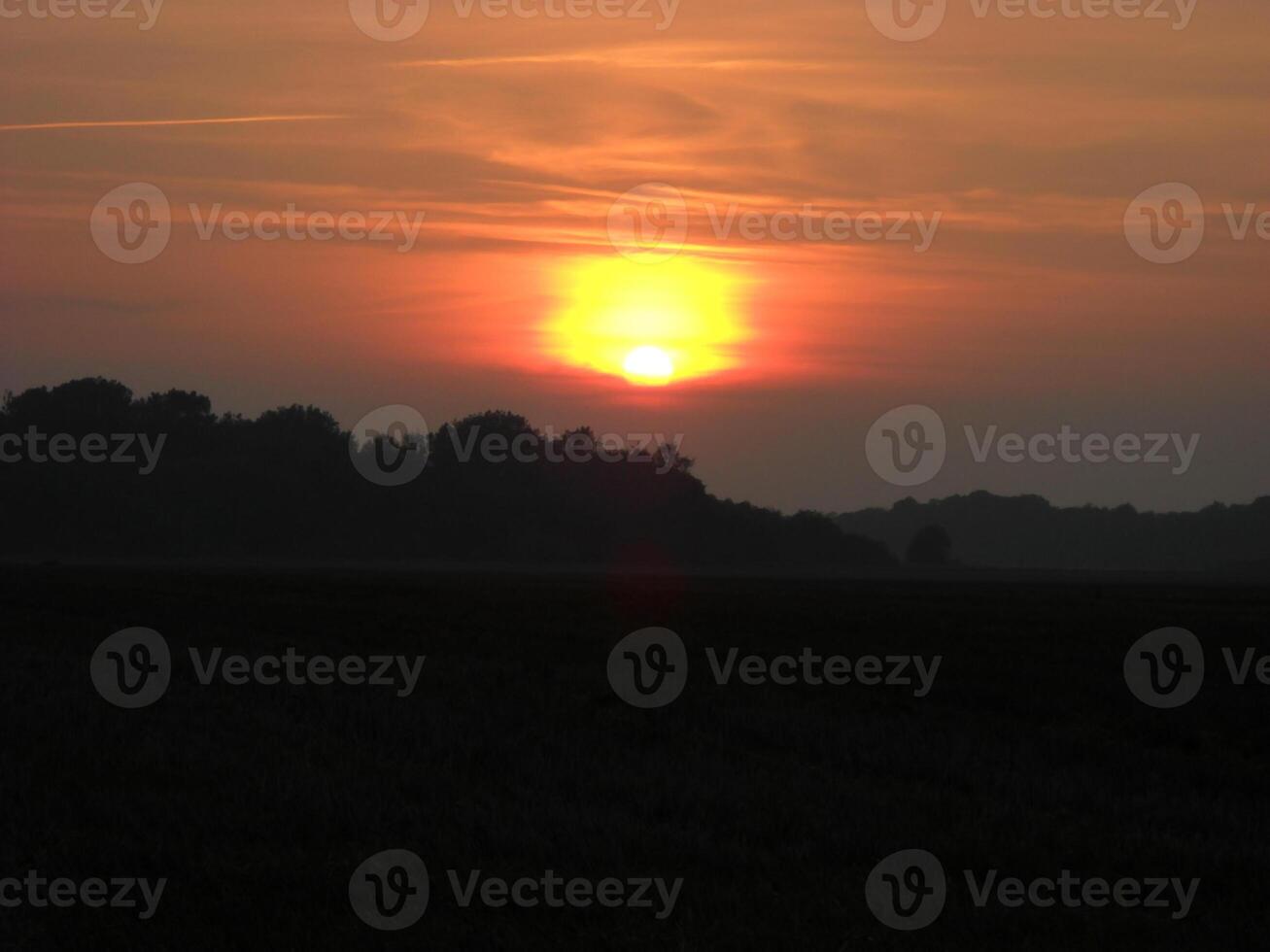 Summer sunset on a field in Mecklenburg-Vorpommern, Germany. photo