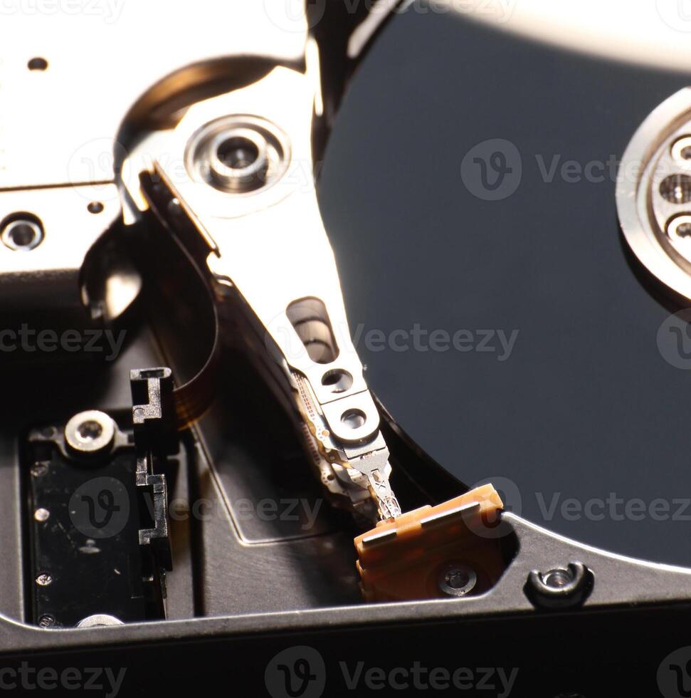 Hard disk, close-up of the reading head photo