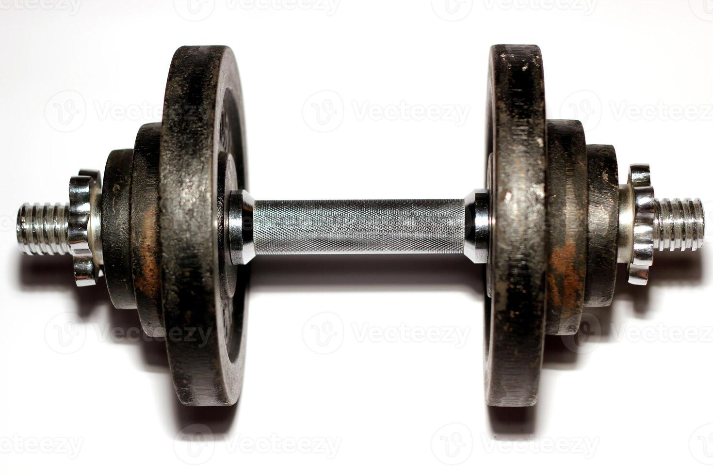 Close up of a dumbbell. photo
