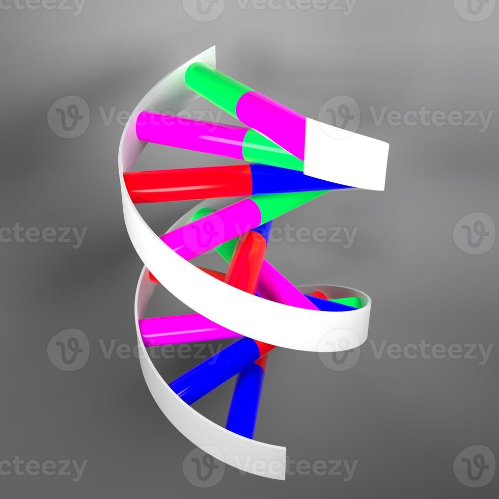 DNA rendering using raytracing. The base pairs are colored. photo