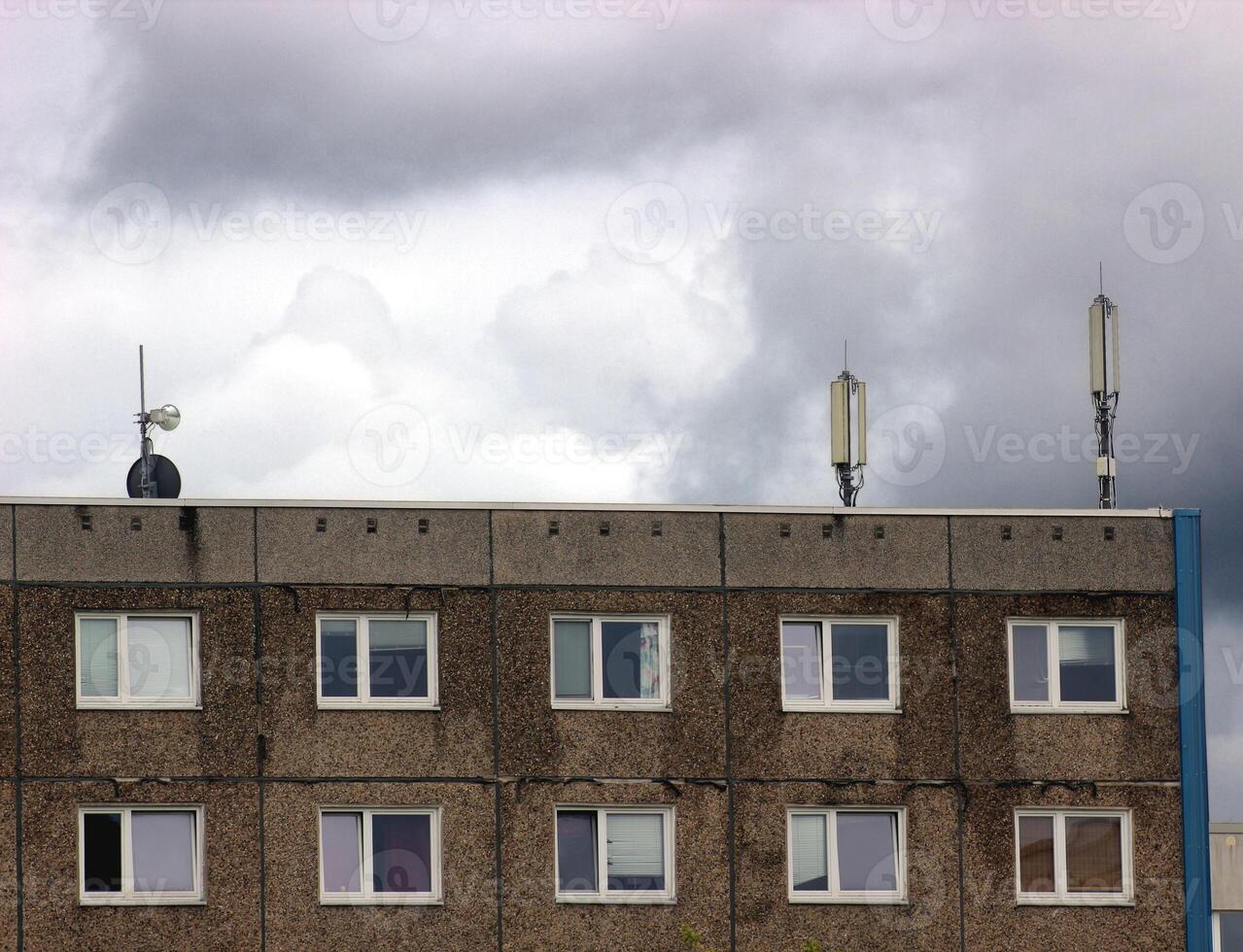 Part of a generic building reflecting architectural style which was common in GDR. photo