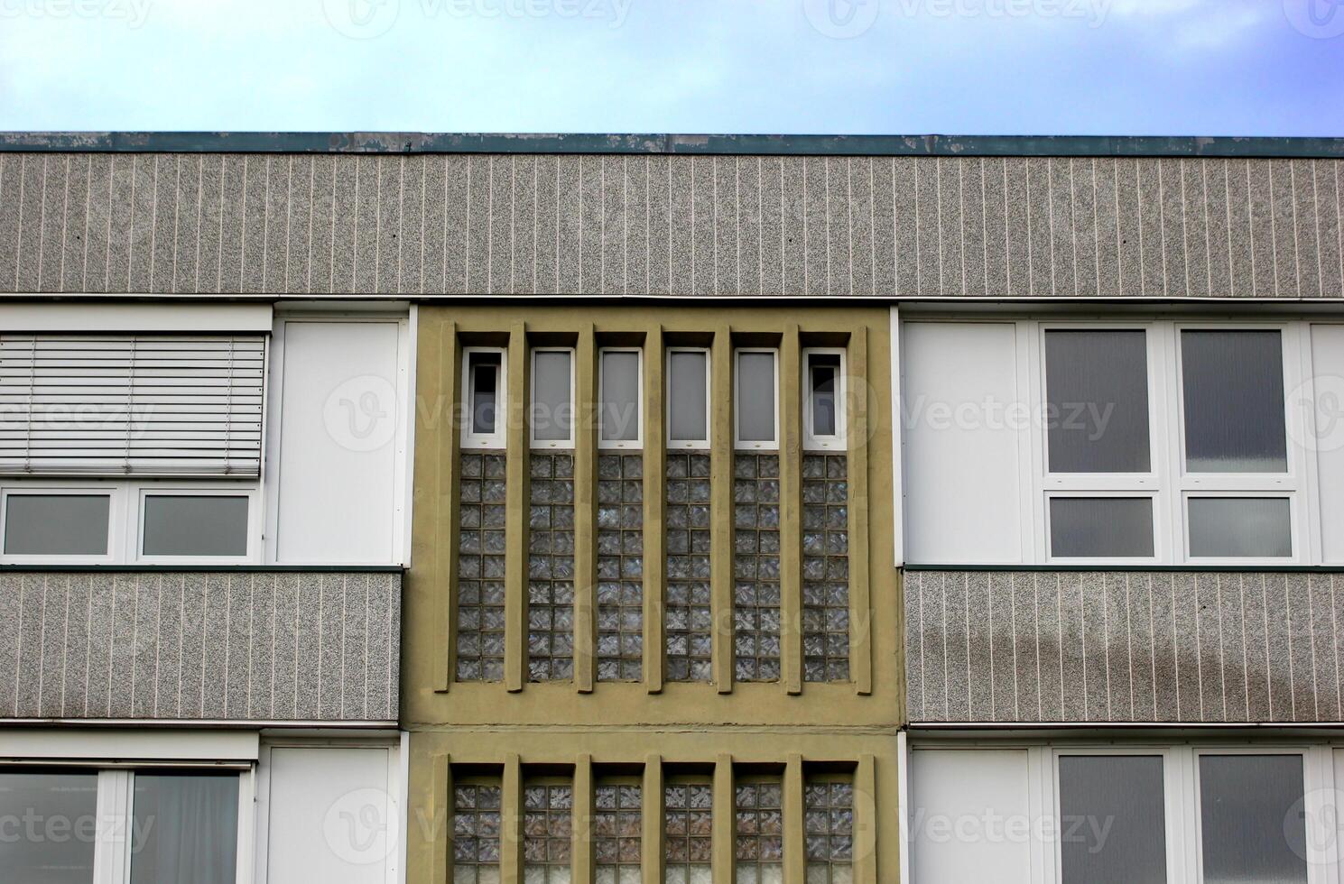 Part of generic building reflecting the architectural style which was common in the German Democratic Republic. photo