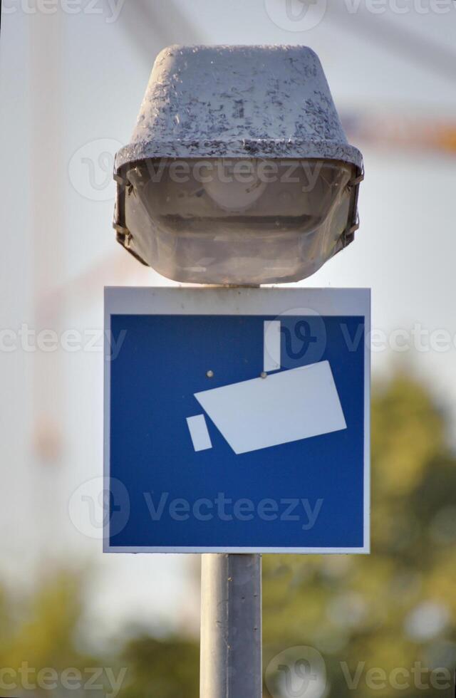Official sign indicating surveillance in Germany. photo