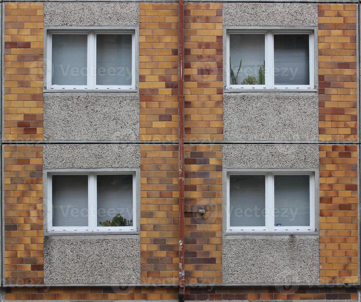 Typical windows in a plattenbau style building from eastern Germany. photo