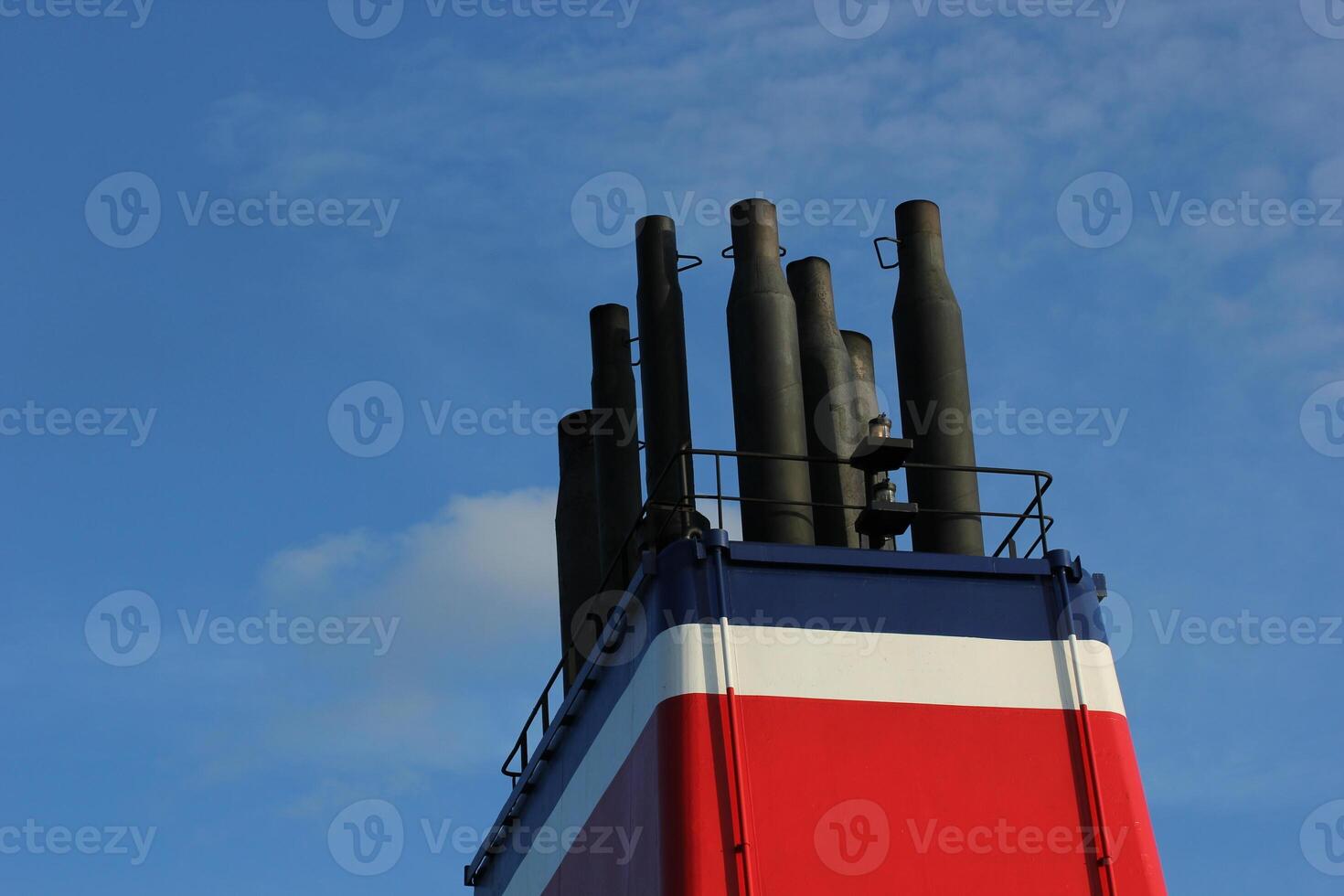 Chimney of a ferry ship. photo