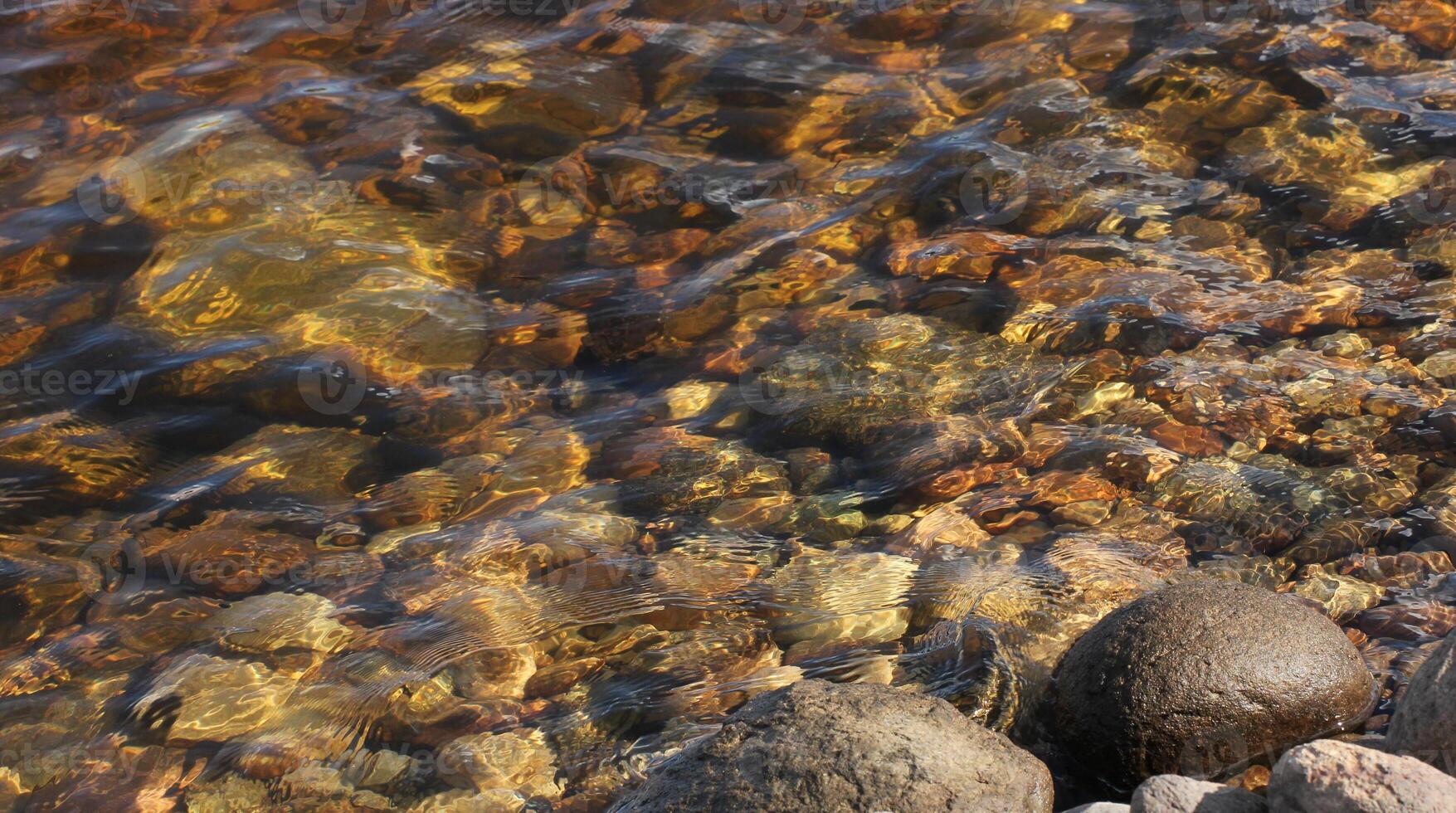 Reflections on a Swedish lake with rocks photo