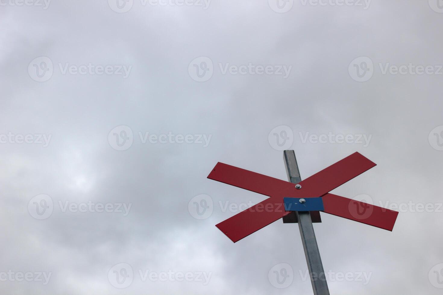 Red cross as a sign for ski trails in Sweden. photo