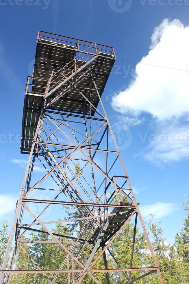 Abandoned surveillance platform on Mount Roeknoelen, Vaermland, Sweden. photo