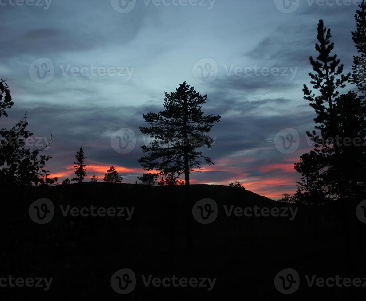 Colorful sunset scene in Dalarna, Sweden photo