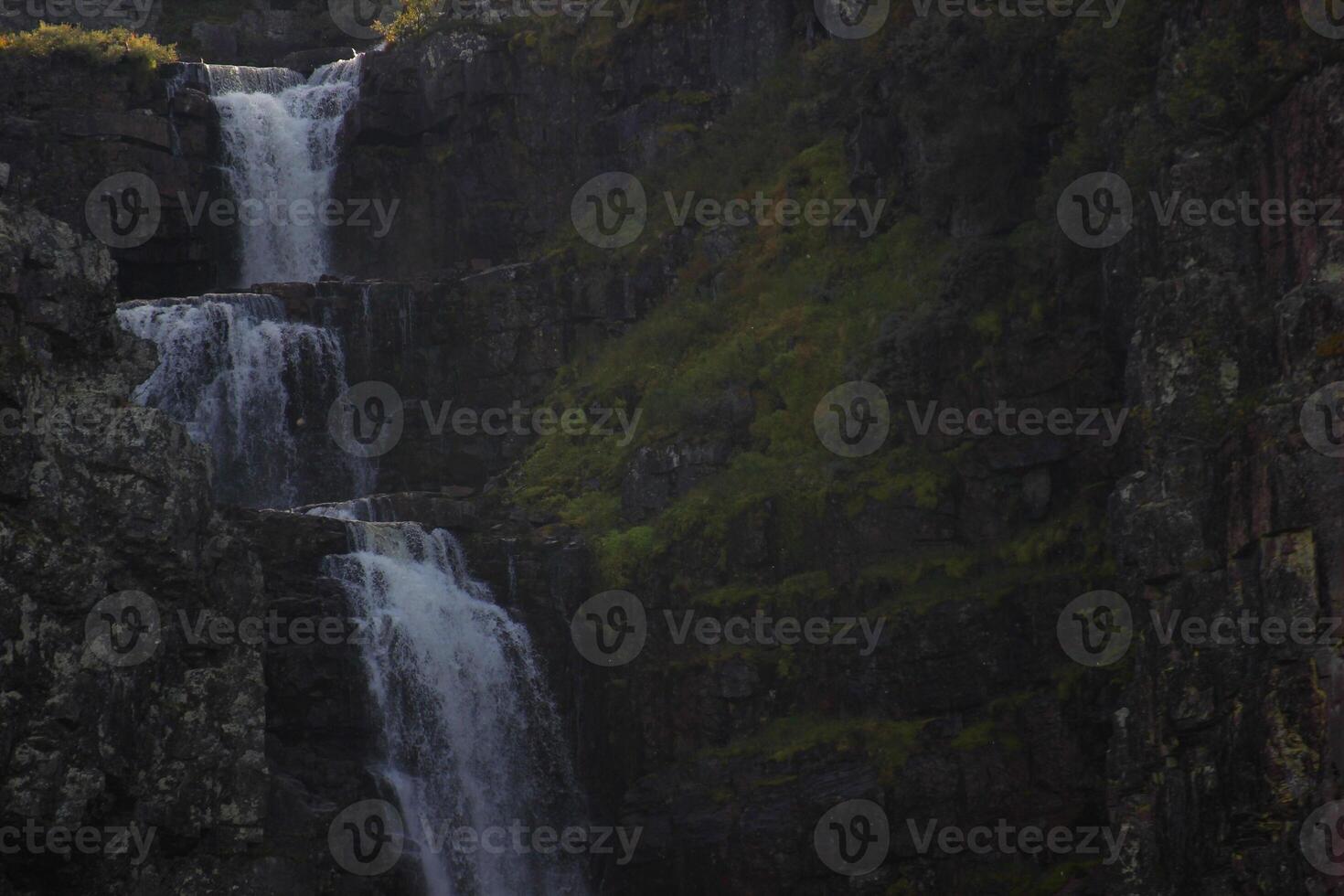 Njupeskaret, with 90 m free fall the highest waterfall of Sweden. It is located in the Fulufjallet National Park, Dalarna. photo