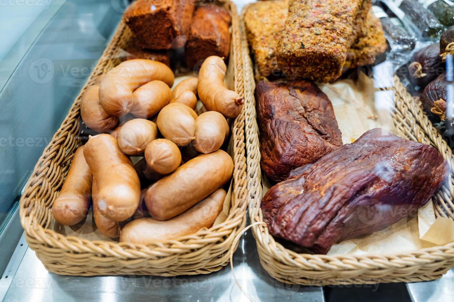 In the baskets, you will find an impressive and wide variety of different types of meat, which beautifully showcases the diverse range available in culinary options for any dish photo