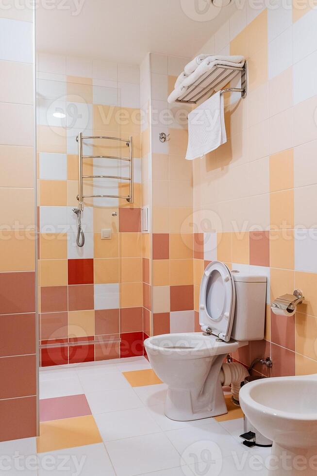 This thoughtfully designed and spacious bathroom features two toilets along with a modern bidet, providing exceptional comfort and convenience for multiple users and families alike photo