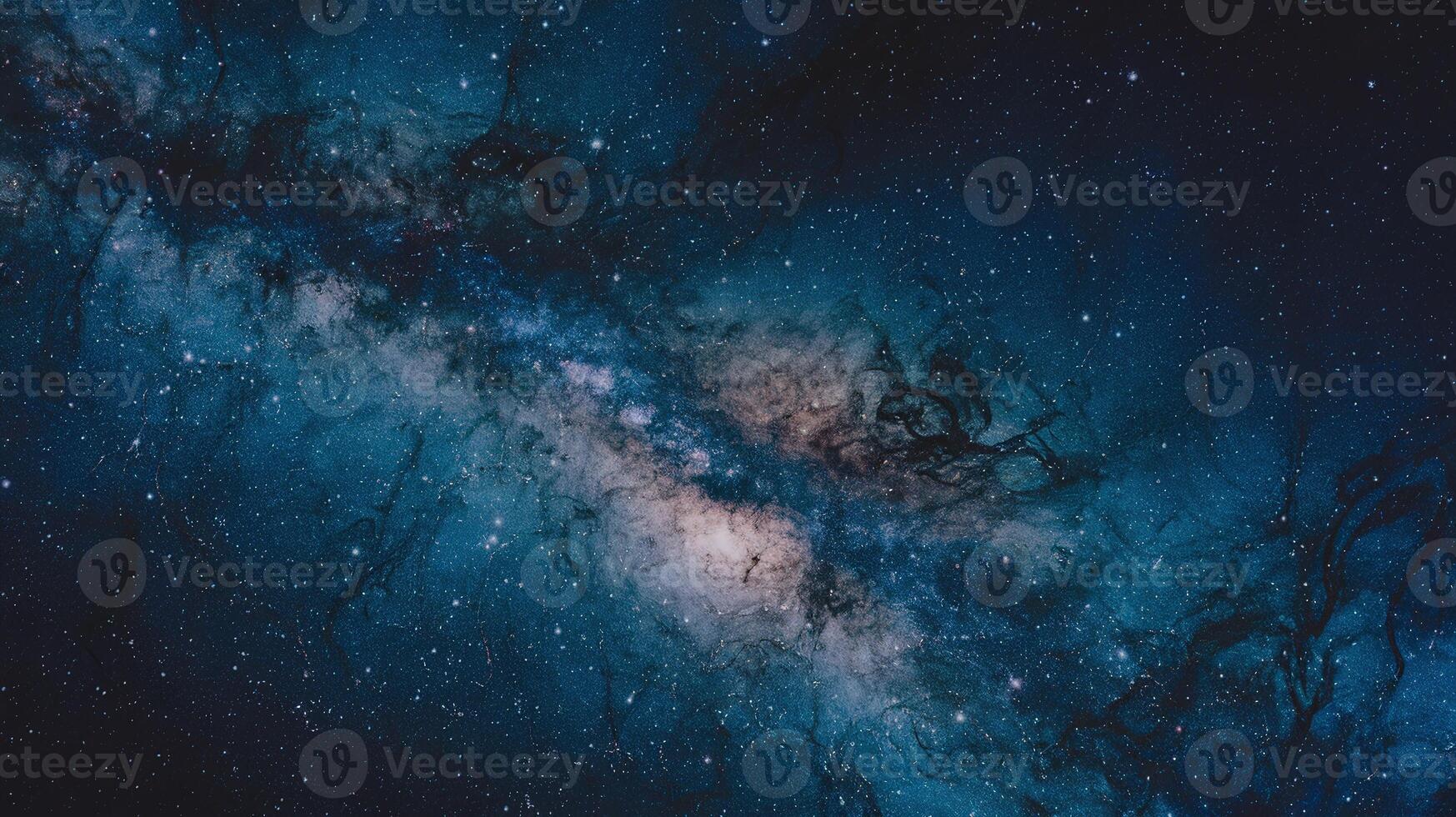Vast Starry Milky Way Galaxy with Cosmic Dust and Deep Blue Space Background at Night photo