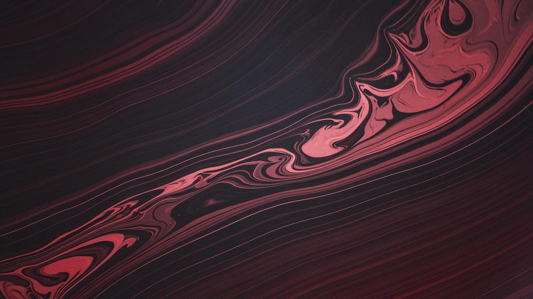 Abstract red and black liquid marble texture with wavy flow and organic patterns on dark background photo