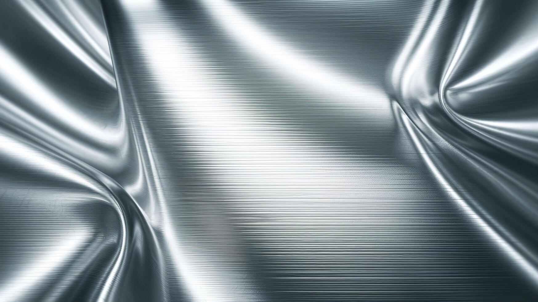 Abstract Metallic Wavy Texture with Shiny Silver Surfaces and Subtle Light Reflections photo