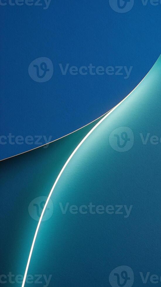 Abstract Minimalist Blue and Teal Design with Curved Light Line on Textured Background photo