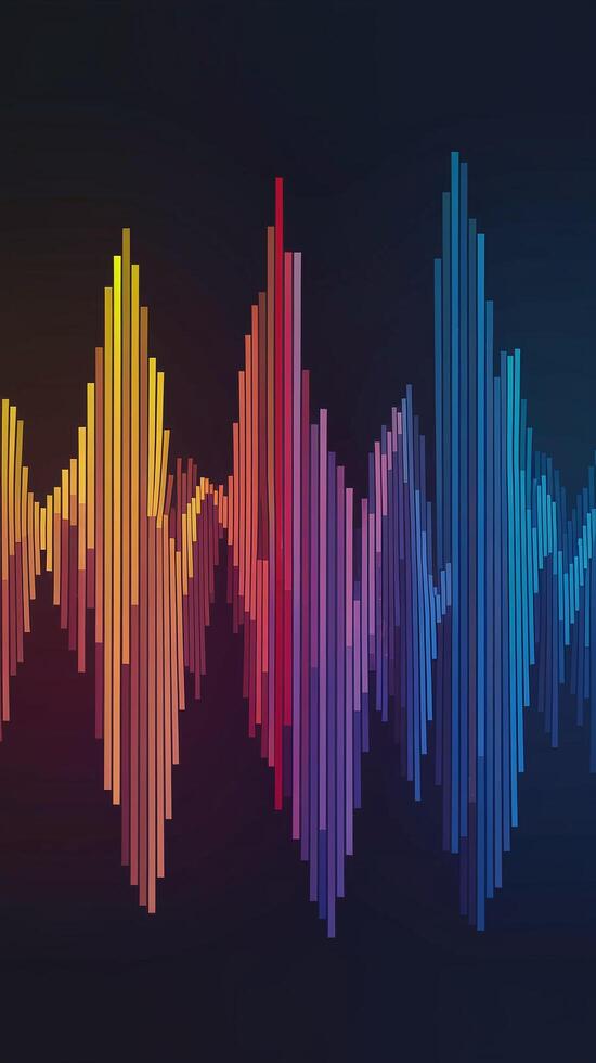 Vibrant Gradient Soundwave Abstract Graphic with Vertical Bars on Dark Background for Audio Theme photo