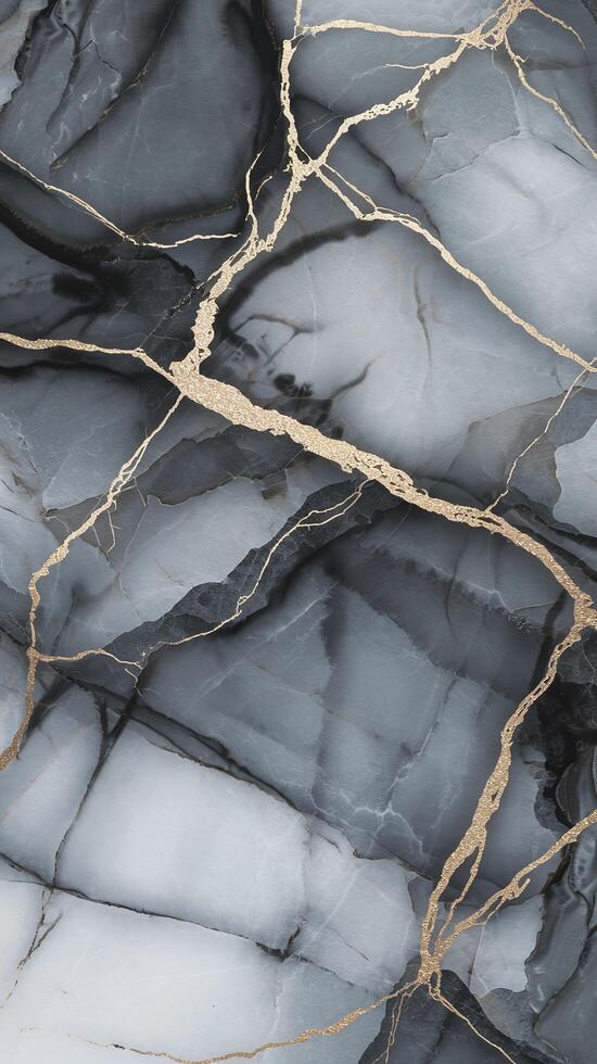 Abstract Gray Marble Texture with Golden Veins and Elegantly Cracked Pattern for Luxurious Design photo