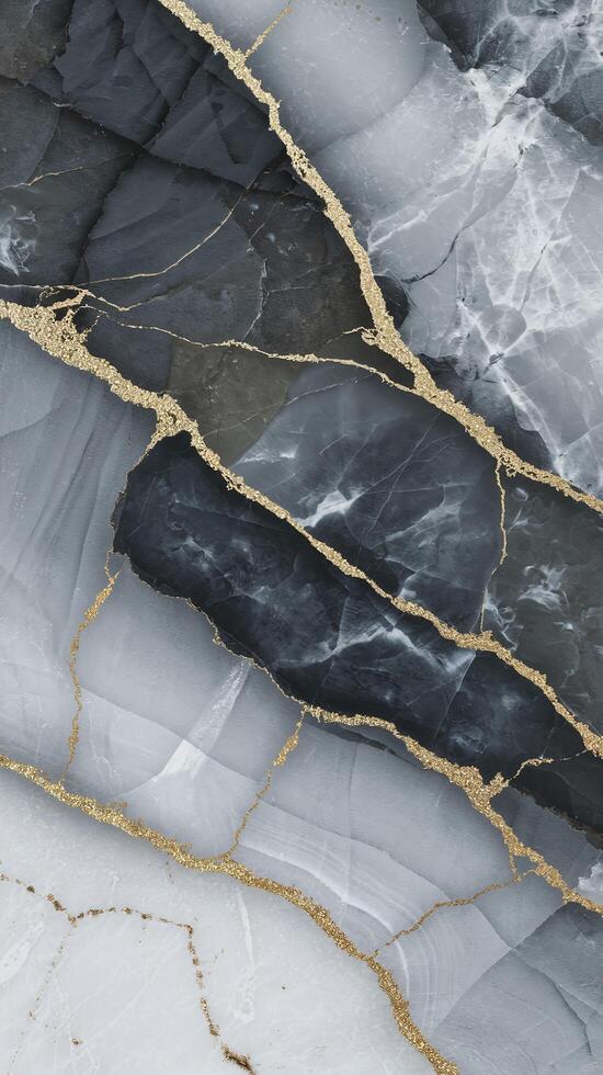 Elegant Abstract Marble Texture With Black Gray Veins And Gold Accents On Smooth Background photo