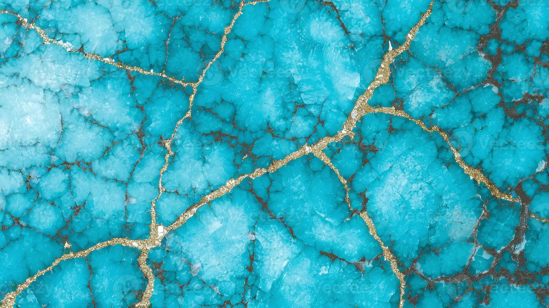 Bright Blue Marble Texture with Gold Veins and Cracks Abstract Pattern for Design and Decoration photo