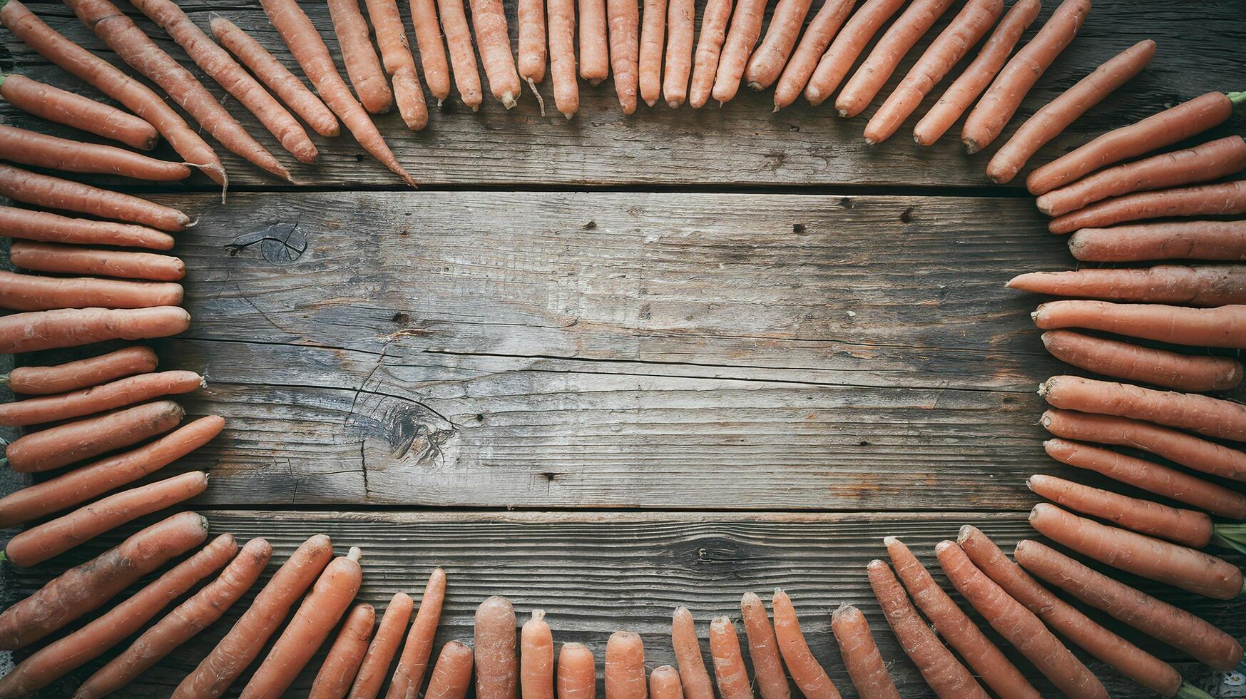 Fresh Orange Carrots Arranged in Circle on Rustic Wooden Table Background Vegetable Concept photo
