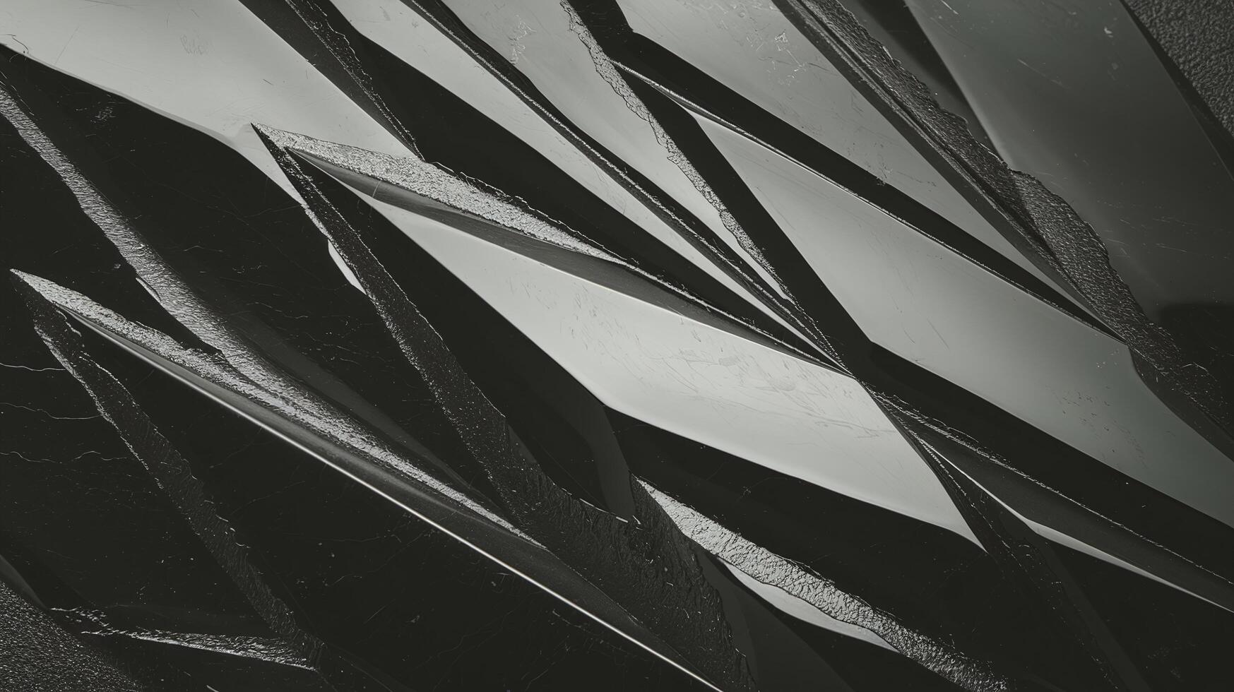 Abstract Dark Metallic Sharp Geometric Shapes with Reflective Glass Edges and Textured Background photo