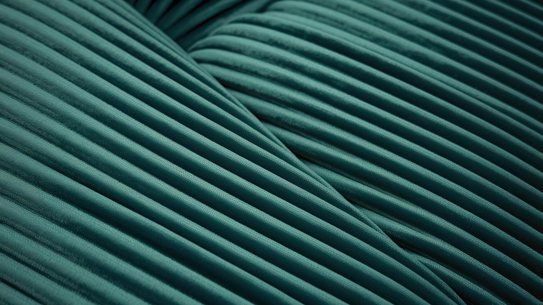 Closeup of Green Pleated Velvet Fabric with Soft Texture and Symmetrical Folds for Decorative Design photo