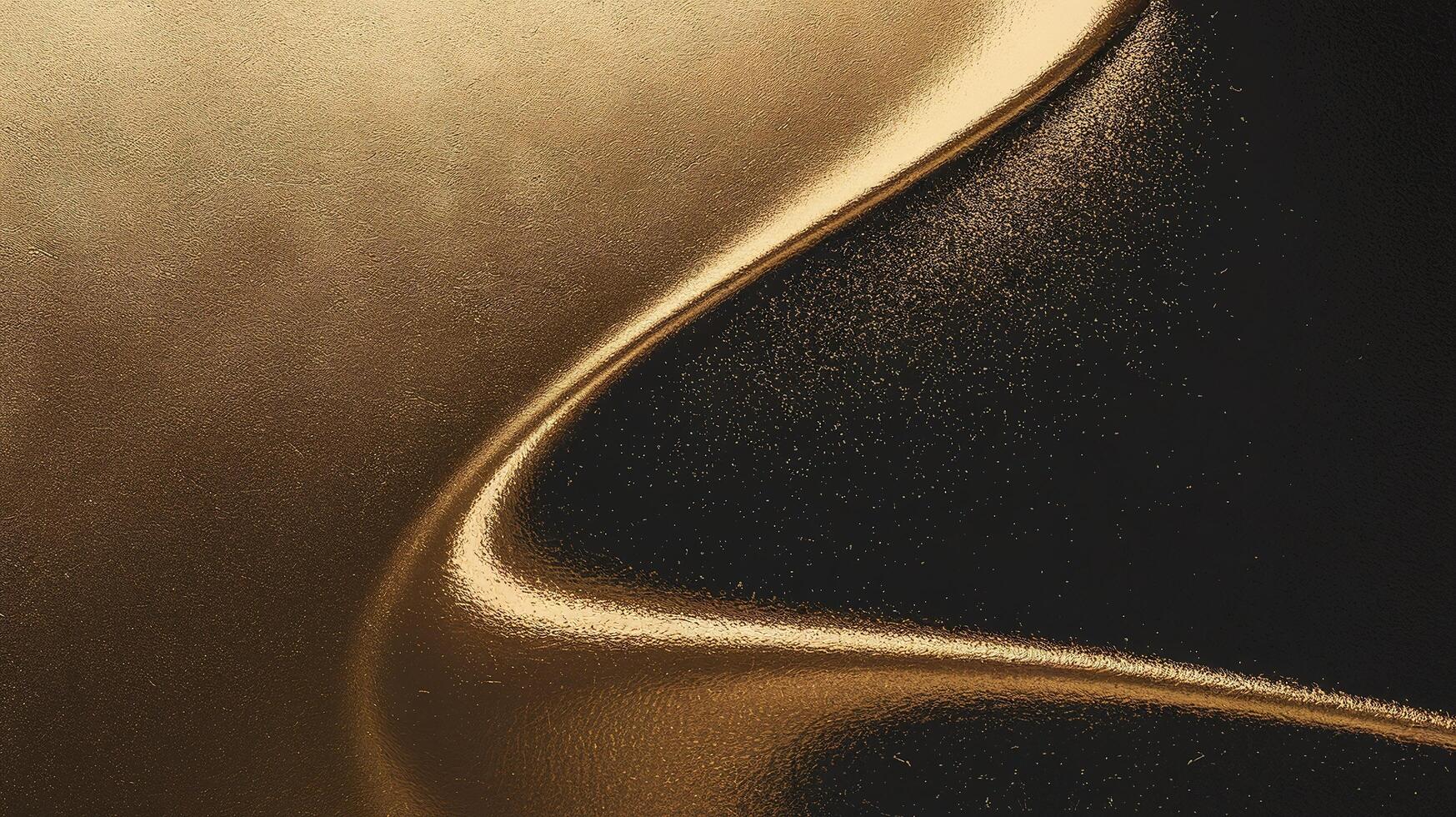 Abstract Closeup of Gold Metallic Texture on Black Background with Smooth Curves and Elegant Shine photo