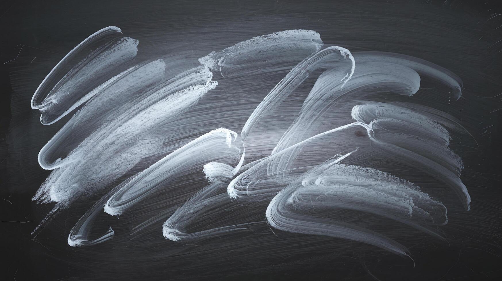 Black Chalkboard with White Chalk Strokes Abstract Texture Background for Education and Design photo