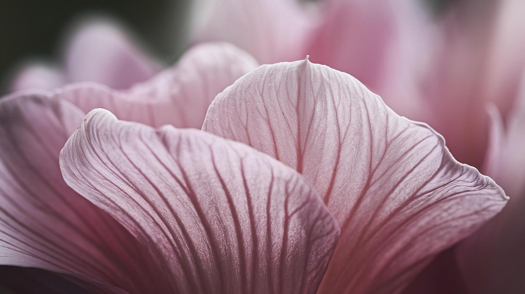 Closeup of Gentle Pink Petals with Soft Light and Detailed Veins in Nature Background photo