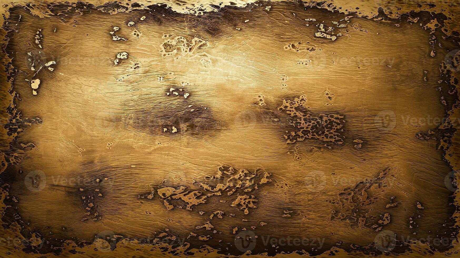 Textured Metallic Gold Background with Distressed Surface and Rustic Aged Patterned Edges photo