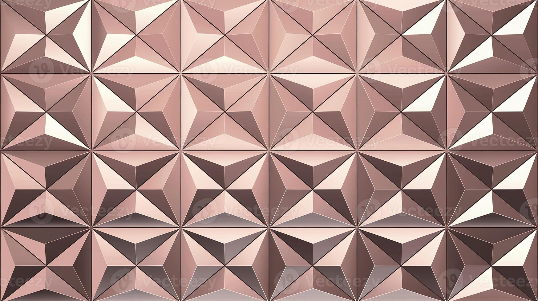 Geometric 3D Brown Metal Wall Panels with Symmetrical Triangular Patterns and Gradient Shades on Abstract Design photo