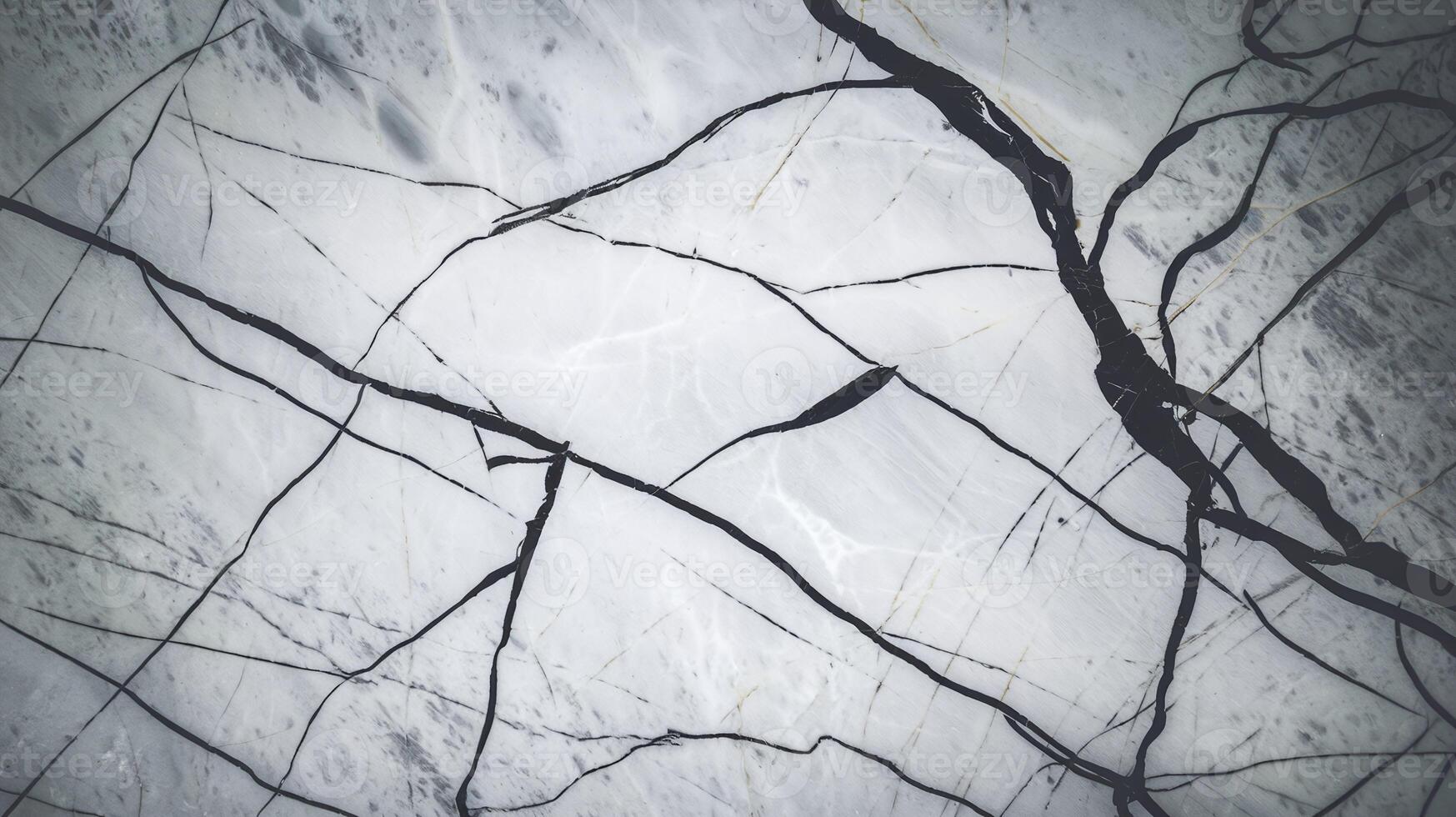 Abstract cracked white marble texture with black and gray veins featuring natural stone patterns photo