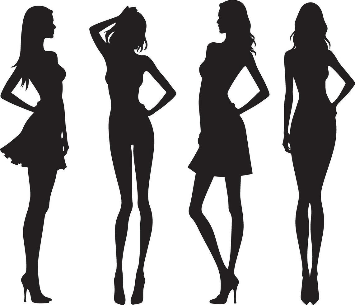Set of Girl Bakery silhouette design icon illustration isolated on white background vector