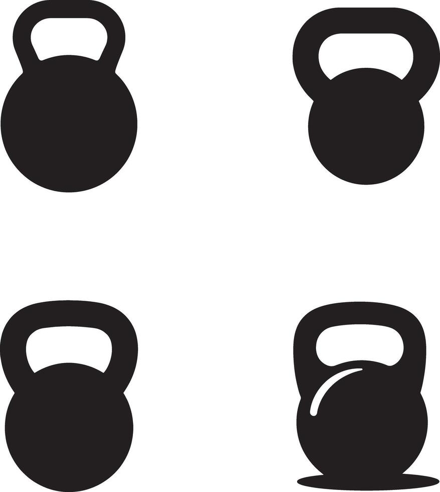 Black Gym Fitness silhouette design icon logo set illustration isolated on white background vector