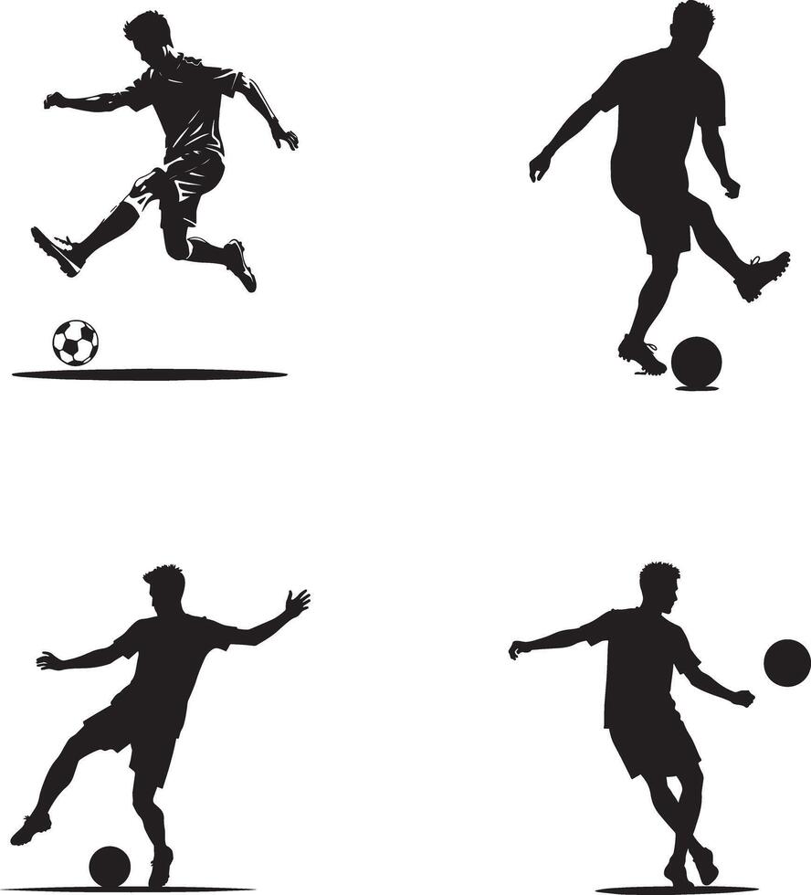 Silhouette set of football players icon logo illustration with white background vector