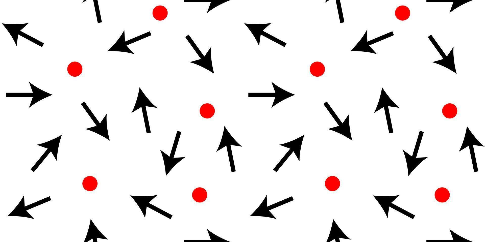 Pattern of black arrows and red dots on a white background creates dynamic visual interest vector