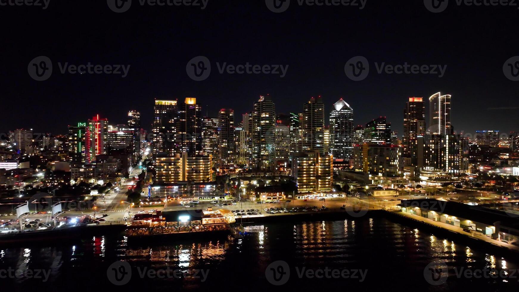 Awesome San Diego Skyline at San Diego California in United States. Evening Skyscrapers. photo