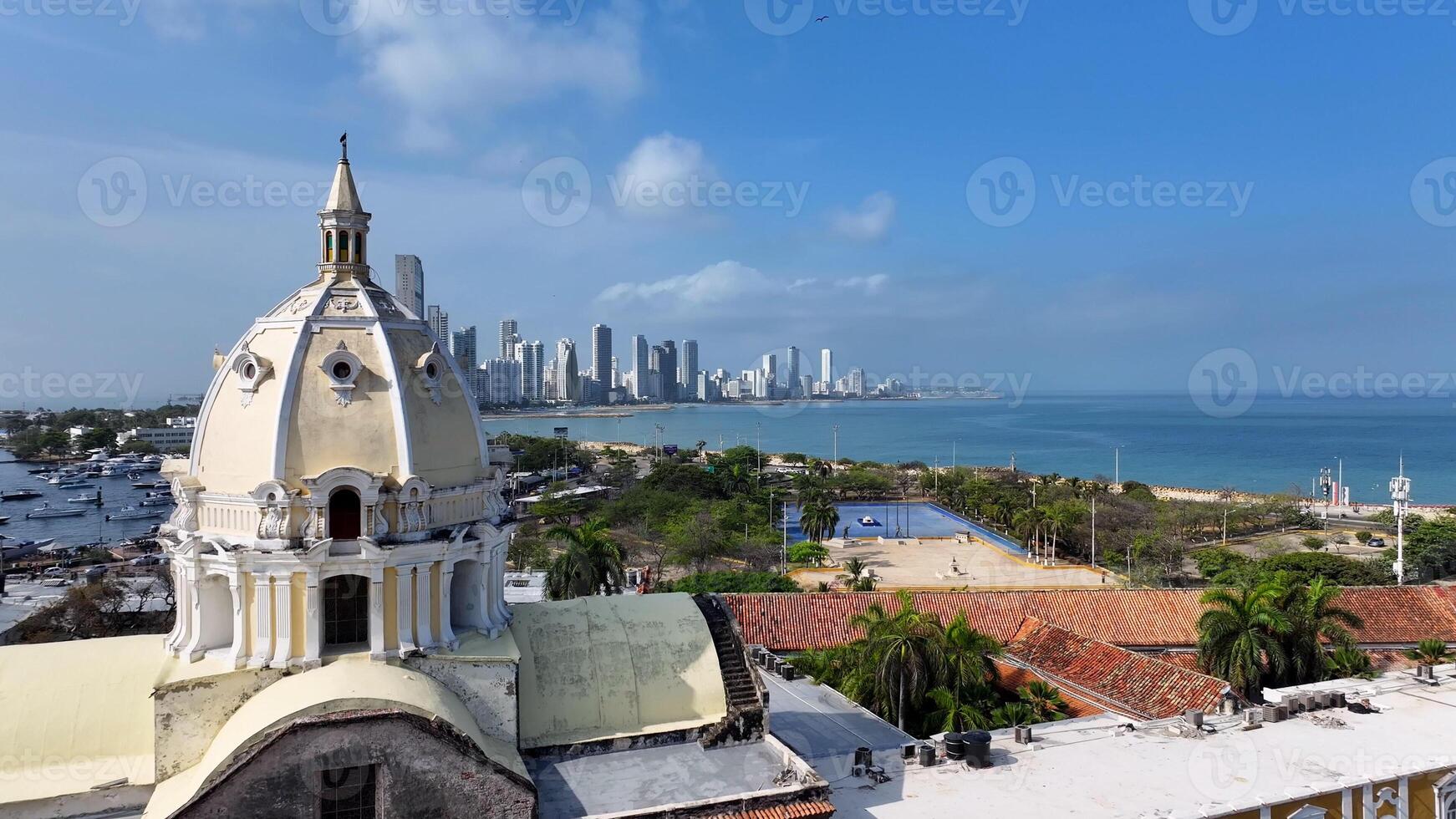 Aerial View of Cathedral in Cartagena Bolivar Colombia. photo