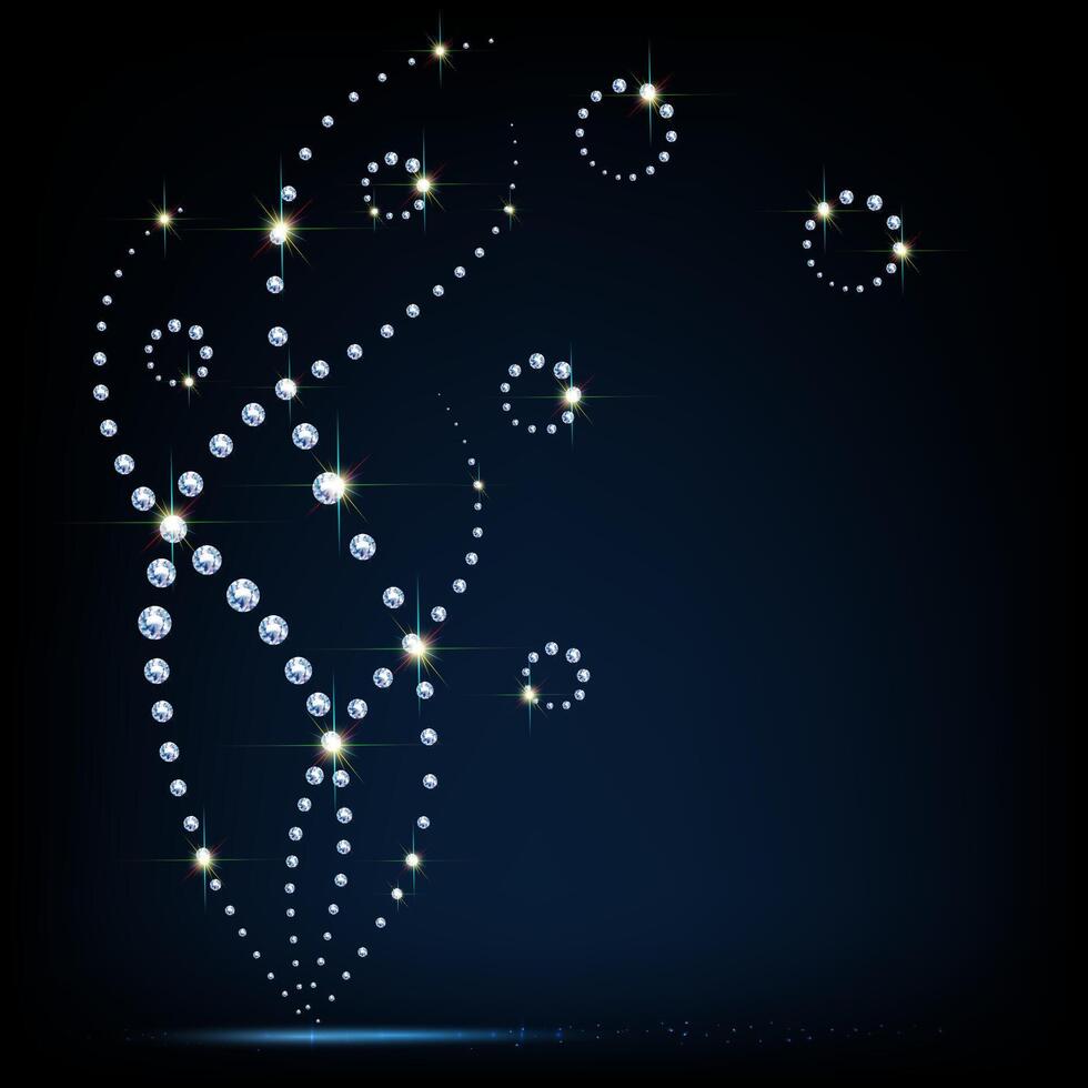 Diamond algae. Bead embroidery example . On a neon dark background vector